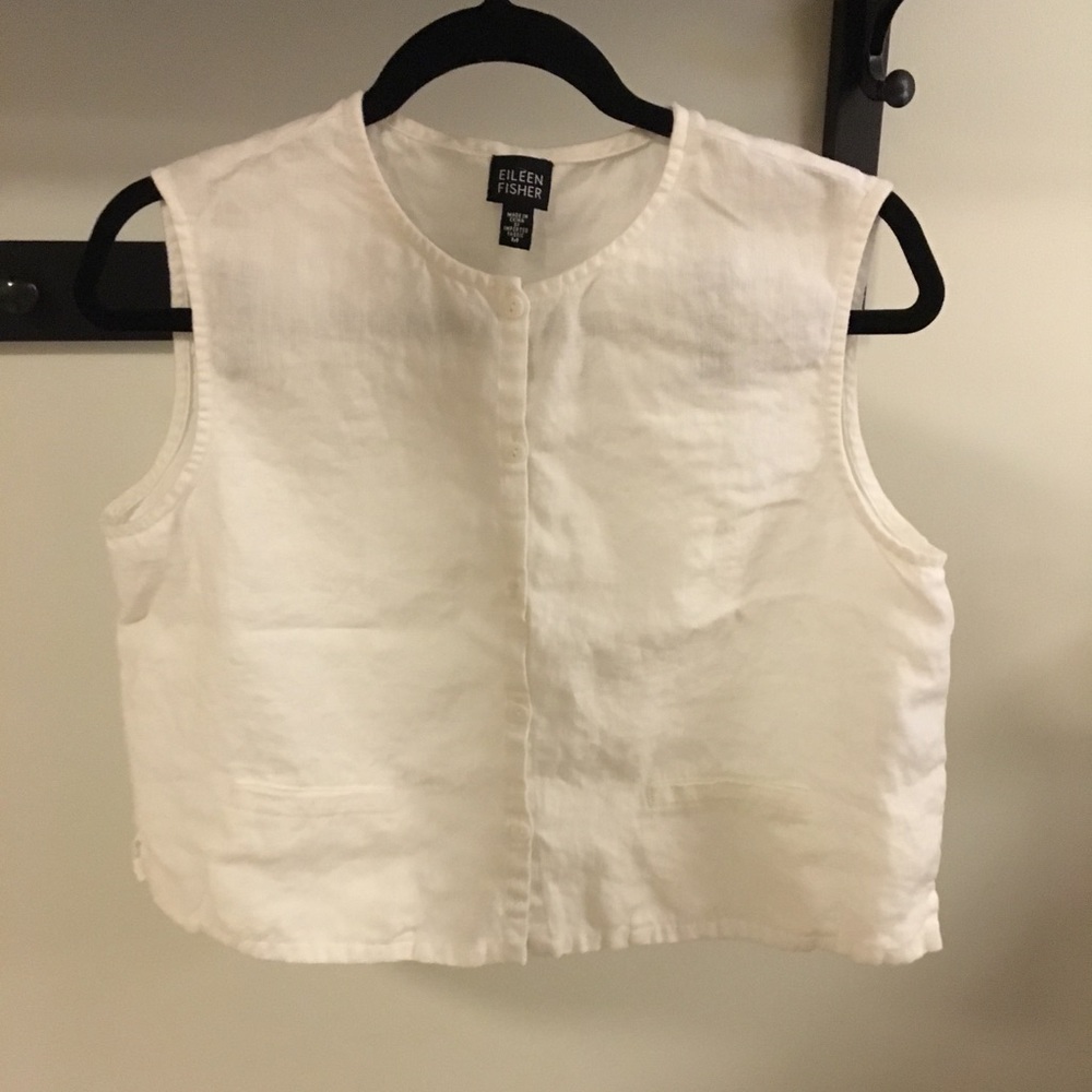 Eileen Fisher linen button tank.